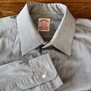 Brooks Brothers Men’s Long Sleeve Button Up Dress Shirt Gray Cotton Sz 16-4